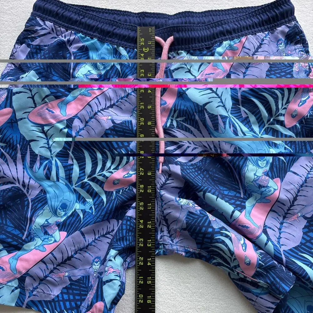 Batman Swim Trunks Mens Medium Blue Surfing Joker Tropical Board Shorts‎